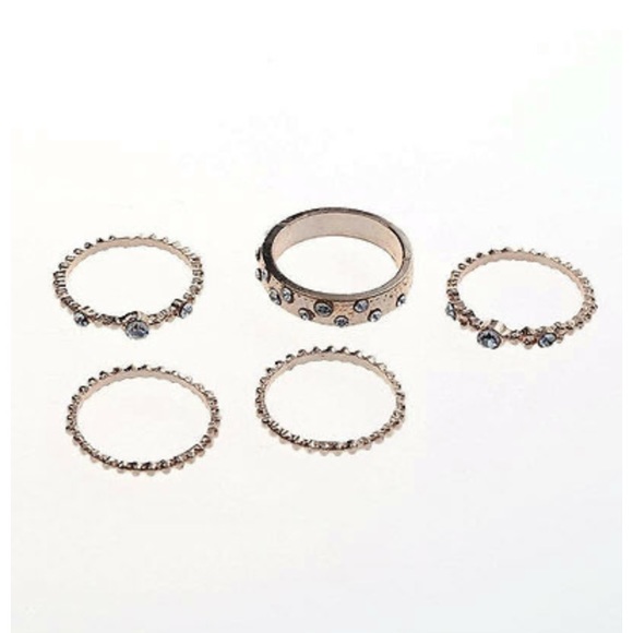 NEW 5Pcs/Set Crystal Rose Gold Stackable Ring Set - Picture 6 of 6